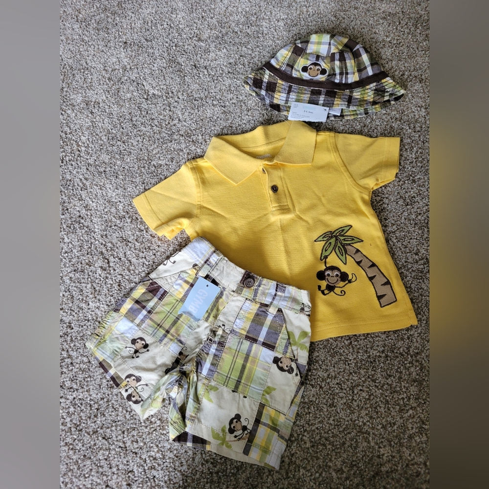 NWT Monkey short outfit 3-6 mos